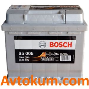 Купить авто аккумулятор Bosch s5 6СТ-63 R+ Евро:  Киев, Украина