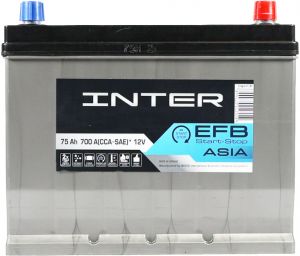 Купить авто аккумулятор INTER  EFB 75 R+ Азия  Киев, Украина