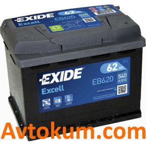 Купить авто аккумулятор Exide Excell 6СТ-62-А3E R+ Киев, Украина