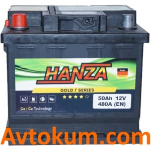Купить авто аккумулятор Hanza Gold 6СТ-50-А3 L+ Киев, Украина