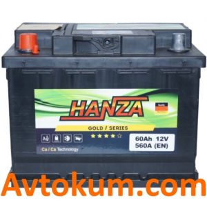Купить авто аккумулятор Hanza Gold 6СТ-60-А3 L+ Киев, Украина