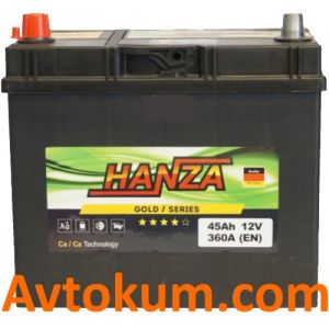 Купить авто аккумулятор Hanza Gold asia 6СТ-45-А3 L+ Киев, Украина