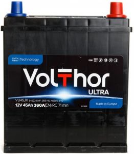 Купить авто аккумулятор Volthor 6СТ-45 R+ Jis Ultra (вузький) Киев, Украина