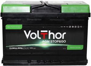 Купить авто аккумулятор Volthor 6СТ-80 R+ Top AGM Stop & Go Киев, Украина